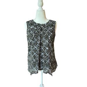 Dana Buchman Black and Olive Sleeveless Blouse Women's Size M Career Normcore